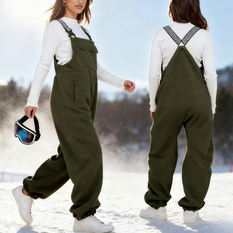 Liftora Fleece Lined Sleeveless Overalls with Adjustable Straps